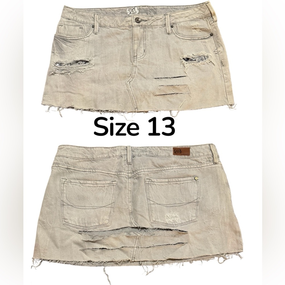Bullhead Light Tan Distressed Mini Skirt